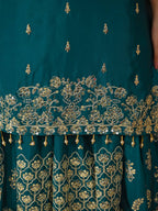 Designer Chinnon Silk Lehenga Choli Set with Embroidery & Sequins