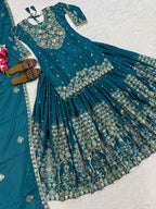 Designer Chinnon Silk Lehenga Choli Set with Embroidery & Sequins