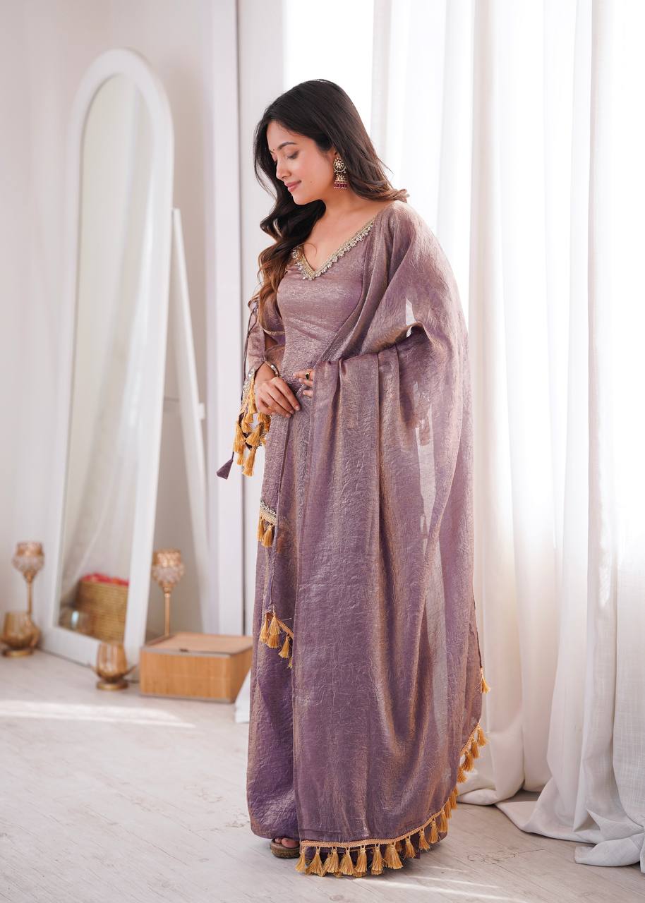Zarisha Doremon Crush Mirror Lace Kurti Palazzo with Dupatta Set