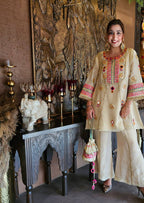 Designer Cos Moss Kurti & Palazzo Set with Real Mirror Embroidery