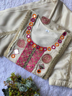 Designer Cos Moss Kurti & Palazzo Set with Real Mirror Embroidery