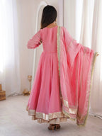 Aarohi Tabby Organza Silk Mirror Work Anarkali Lehenga with Dupatta