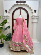 Aarohi Tabby Organza Silk Mirror Work Anarkali Lehenga with Dupatta