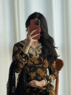 Zarvella Noor Designer Faux Georgette Embroidered Sequins Palazzo Suit with Digital Print & Lace Border Dupatta