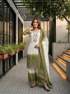 Ziyana Dual Tone Star Georgette Embroidered Sequins Kurti Palazzo with Dupatta Set