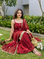 Premium Fendy Silk Real Mirror Work Sharara Set with Embroidered Dupatta