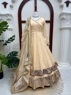 Aarohi Tabby Organza Silk Mirror Work Anarkali Lehenga with Dupatta