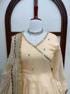 Aarohi Tabby Organza Silk Mirror Work Anarkali Lehenga with Dupatta