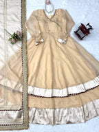 Aarohi Tabby Organza Silk Mirror Work Anarkali Lehenga with Dupatta