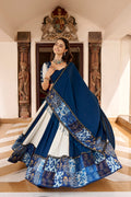 Peakcock Blue Traditional Rayon Lehenga for Navratri festival