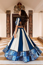 Peakcock Blue Traditional Rayon Lehenga for Navratri festival