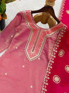 Premium Fendy Silk Embroidered Sequins Suit Set with Matching Dupatta