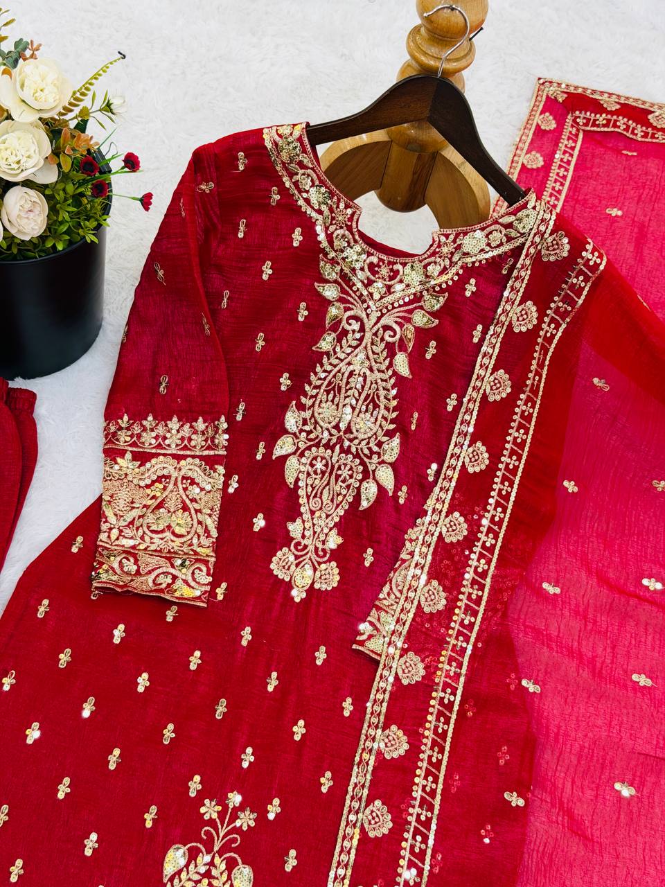 Trending Embroidered Crunchy Silk Outfit for Festive Glamour