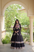 Navratri Special Cotton Lehenga & Shrug Set with Gamthi, Mirror Work