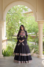 Navratri Special Cotton Lehenga & Shrug Set with Gamthi, Mirror Work