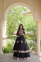 Navratri Special Cotton Lehenga & Shrug Set with Gamthi, Mirror Work