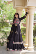 Navratri Special Cotton Lehenga & Shrug Set with Gamthi, Mirror Work