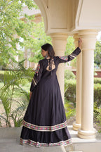 Navratri Special Cotton Lehenga & Shrug Set with Gamthi, Mirror Work