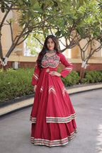 Navratri Special Cotton Lehenga & Shrug Set with Gamthi, Mirror Work