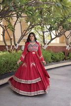 Navratri Special Cotton Lehenga & Shrug Set with Gamthi, Mirror Work
