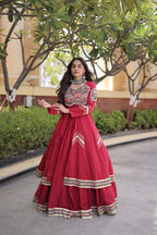 Navratri Special Cotton Lehenga & Shrug Set with Gamthi, Mirror Work