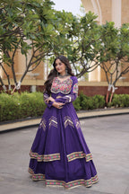 Navratri Special Cotton Lehenga & Shrug Set with Gamthi, Mirror Work