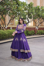 Navratri Special Cotton Lehenga & Shrug Set with Gamthi, Mirror Work