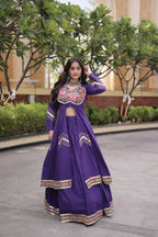 Navratri Special Cotton Lehenga & Shrug Set with Gamthi, Mirror Work