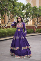 Navratri Special Cotton Lehenga & Shrug Set with Gamthi, Mirror Work