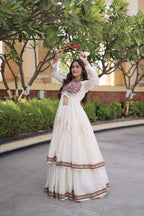 Navratri Special Cotton Lehenga & Shrug Set with Gamthi, Mirror Work