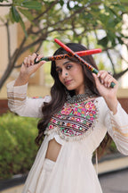 Navratri Special Cotton Lehenga & Shrug Set with Gamthi, Mirror Work
