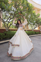 Navratri Special Cotton Lehenga & Shrug Set with Gamthi, Mirror Work