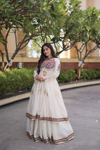 Navratri Special Cotton Lehenga & Shrug Set with Gamthi, Mirror Work