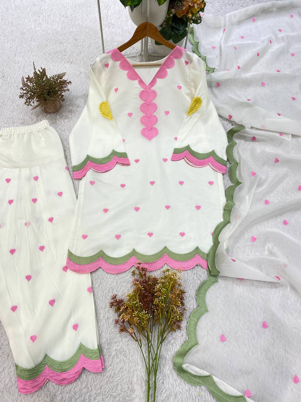 Classy Mul Chanderi Embroidery Work Salwar Suit Set