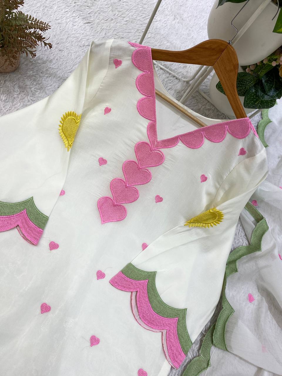 Classy Mul Chanderi Embroidery Work Salwar Suit Set
