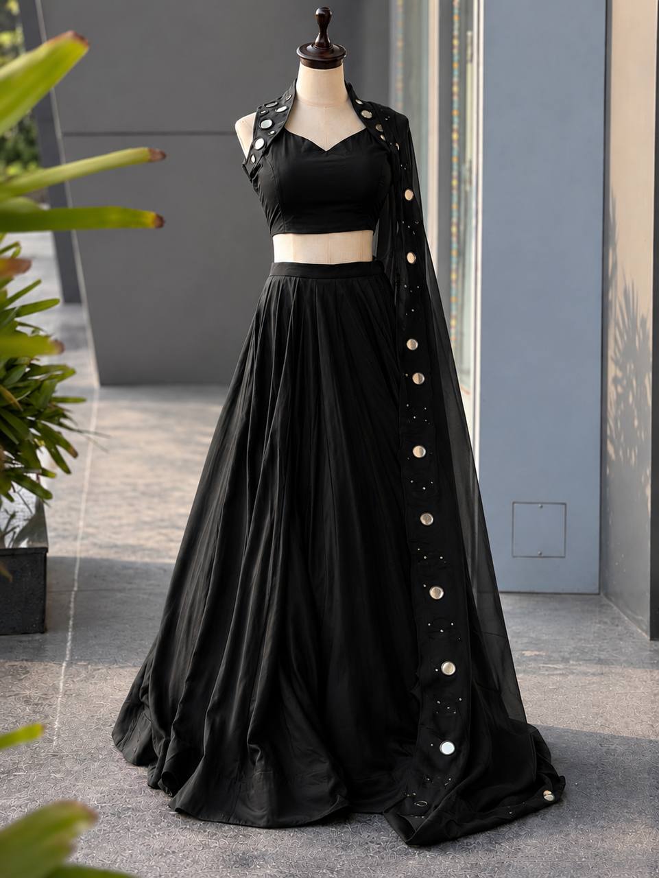 Yuvika Cotton Mirror Work Lehenga Choli Set with Georgette Dupatta