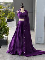 Yuvika Cotton Mirror Work Lehenga Choli Set with Georgette Dupatta