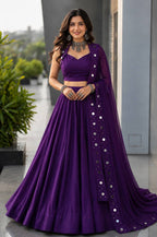 Yuvika Cotton Mirror Work Lehenga Choli Set with Georgette Dupatta