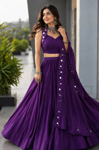 Yuvika Cotton Mirror Work Lehenga Choli Set with Georgette Dupatta