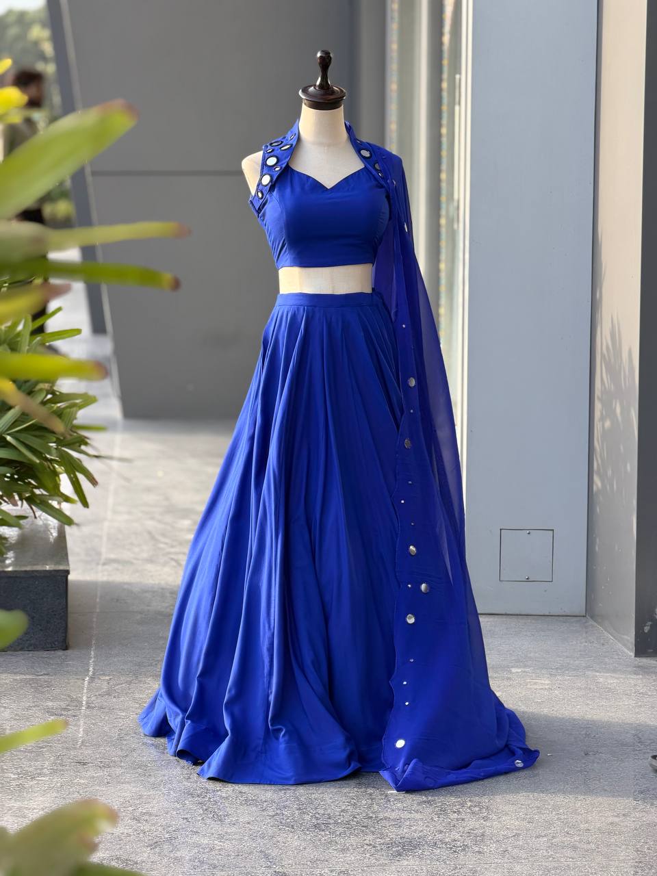 Yuvika Cotton Mirror Work Lehenga Choli Set with Georgette Dupatta
