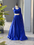 Yuvika Cotton Mirror Work Lehenga Choli Set with Georgette Dupatta