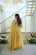 Gorgeous Golden Yellow Salsa Silk Anarkali Set