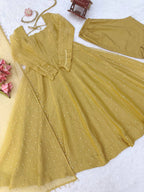 Gorgeous Golden Yellow Salsa Silk Anarkali Set