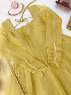 Gorgeous Golden Yellow Salsa Silk Anarkali Set