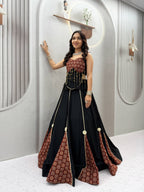 Rangtara Ajrak Print & Ribbon Work Cotton Lehenga Choli Set