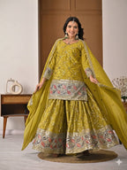 Aarna Zivah Heavy Chinon Silk 5MM Sequence Embroidered Sharara Suit Set with Dupatta