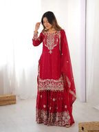 Premium Georgette Sequin & Pearl Work Sharara Set