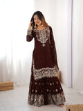 Premium Georgette Sequin & Pearl Work Sharara Set