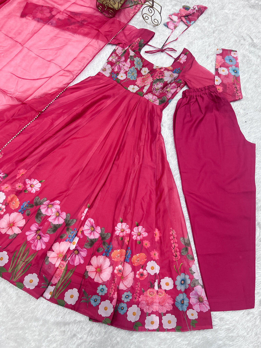 Gulrang Organza Silk Handworked Anarkali Set with Gota Patti Dupatta