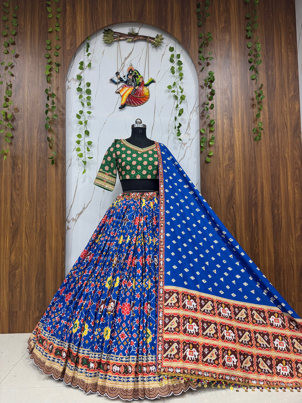 Raasrani Digital Print & Mirror Work Chaniya Choli in Muslin Cotton